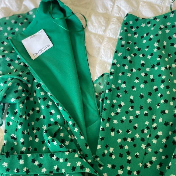 C/MEO Collective Loyalties Green Ruffled Wrap Mini Dress - Picture 12 of 13